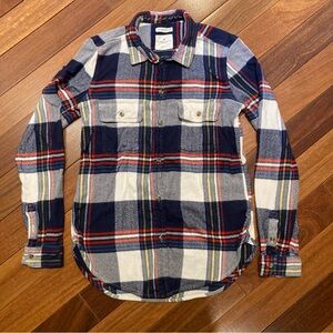 American Eagle Plaid Flannel Shirt - Blue, Red, and White Women’s size S